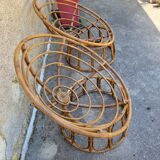 Paire de fauteuils en rotin  ou loveuses années 70