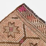 Beige & Brown Star Pattern Kilim Rug, 166x300Cm