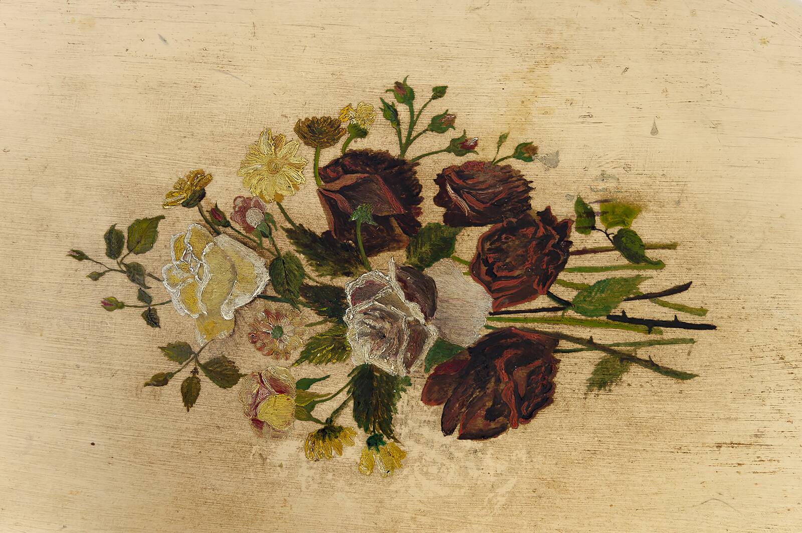 Art Deco gueridon with painted and gilded floral decoration, France – Circa 1920