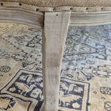 Louis XV style bench sofa in pink fabric and burlap