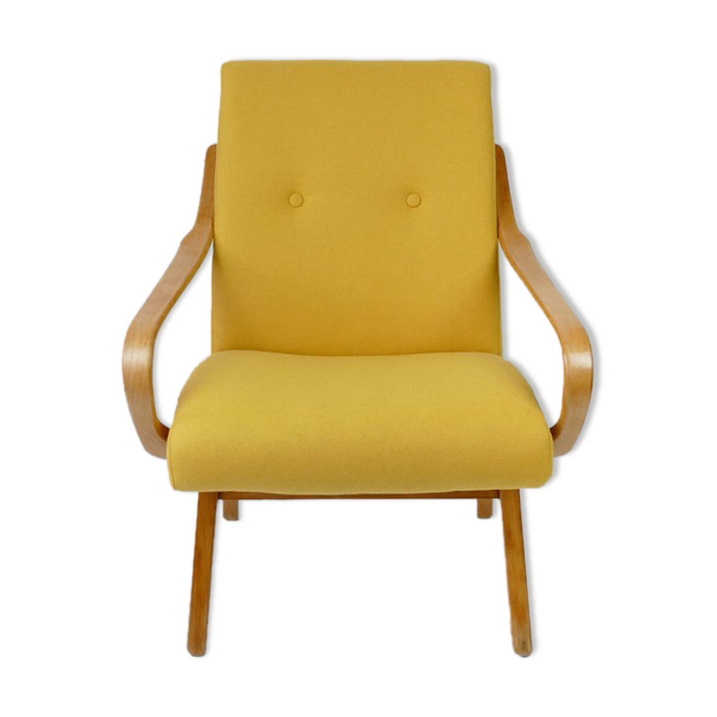 Vintage yellow wool armchair, 1960s