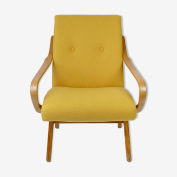 Vintage yellow wool armchair, 1960s