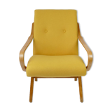 Fauteuil en laine jaune vintage, années 1960