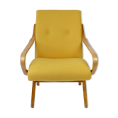 Vintage yellow wool armchair, 1960s