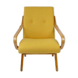 Vintage yellow wool armchair, 1960s