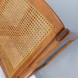 Pair of vintage sleigh chairs in beech wood and cane from the 70s