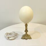Ostrich egg on bronze stand old cabinet of curiosities lamp