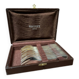 Set of 12 silver-plated metal cake forks from the Nicolet Orléans brand