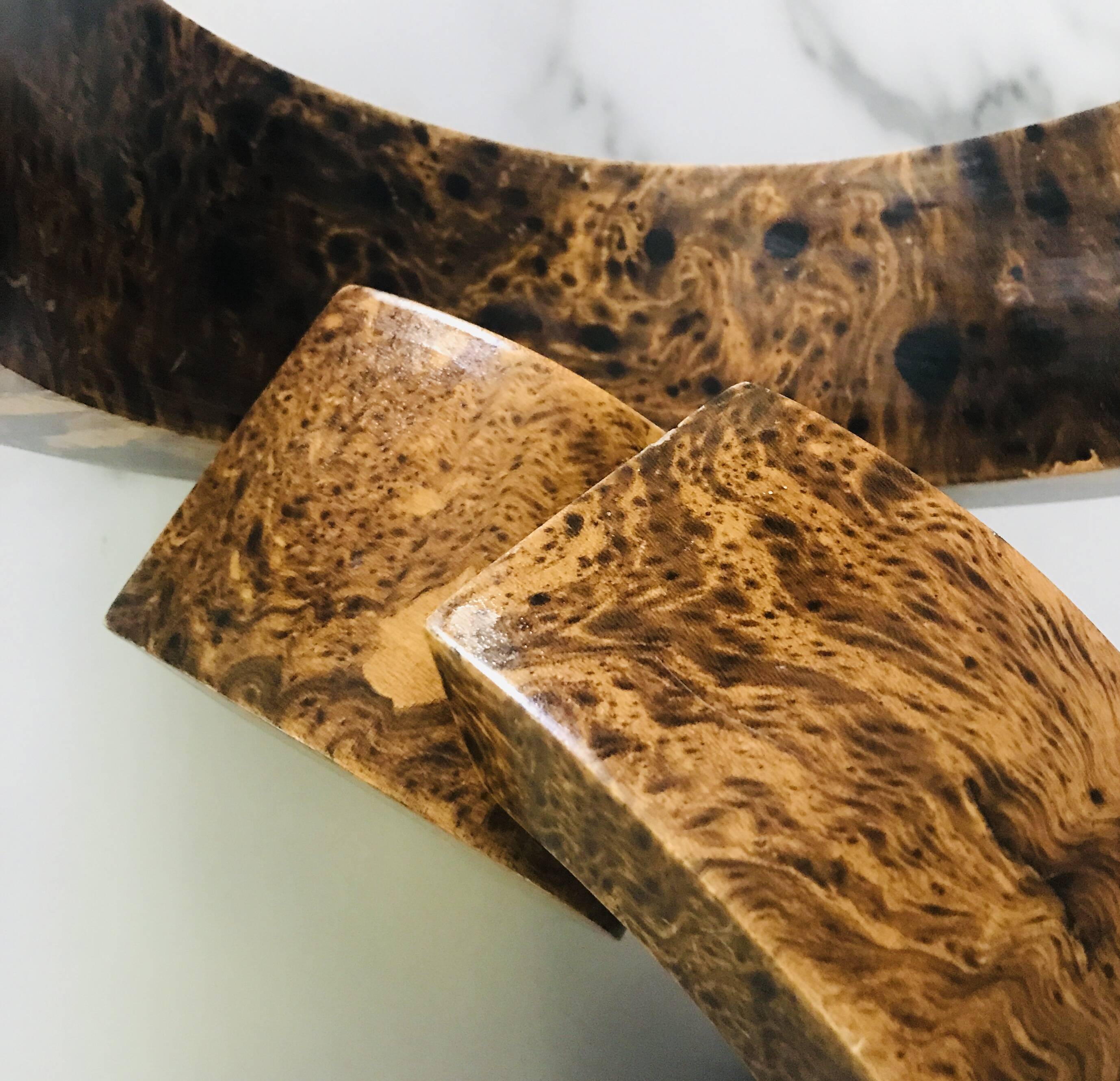 Triptych candle holders arcs wood