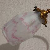 Art nouveau swan neck and tulip glass lamp