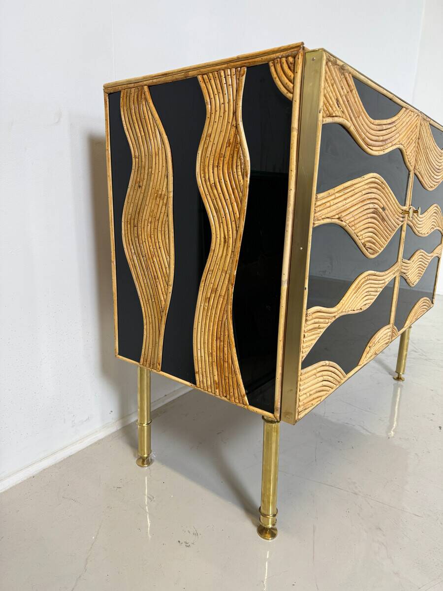 Contemporary Bamboo and Brass Chest, Italy