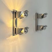 Pair of vintage wall lights, chrome metal, France, 1970.