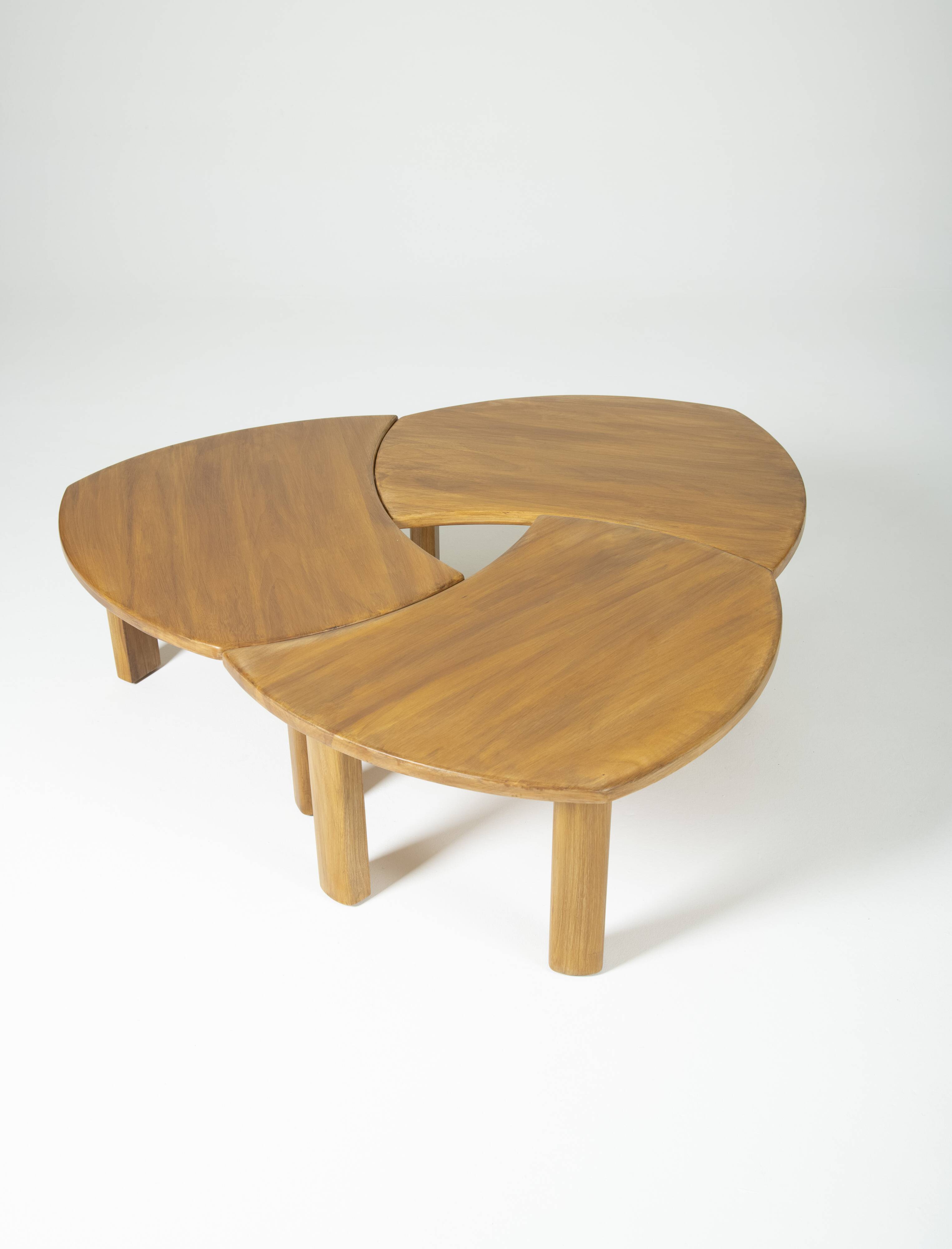 Table basse en orme massif, 1970s