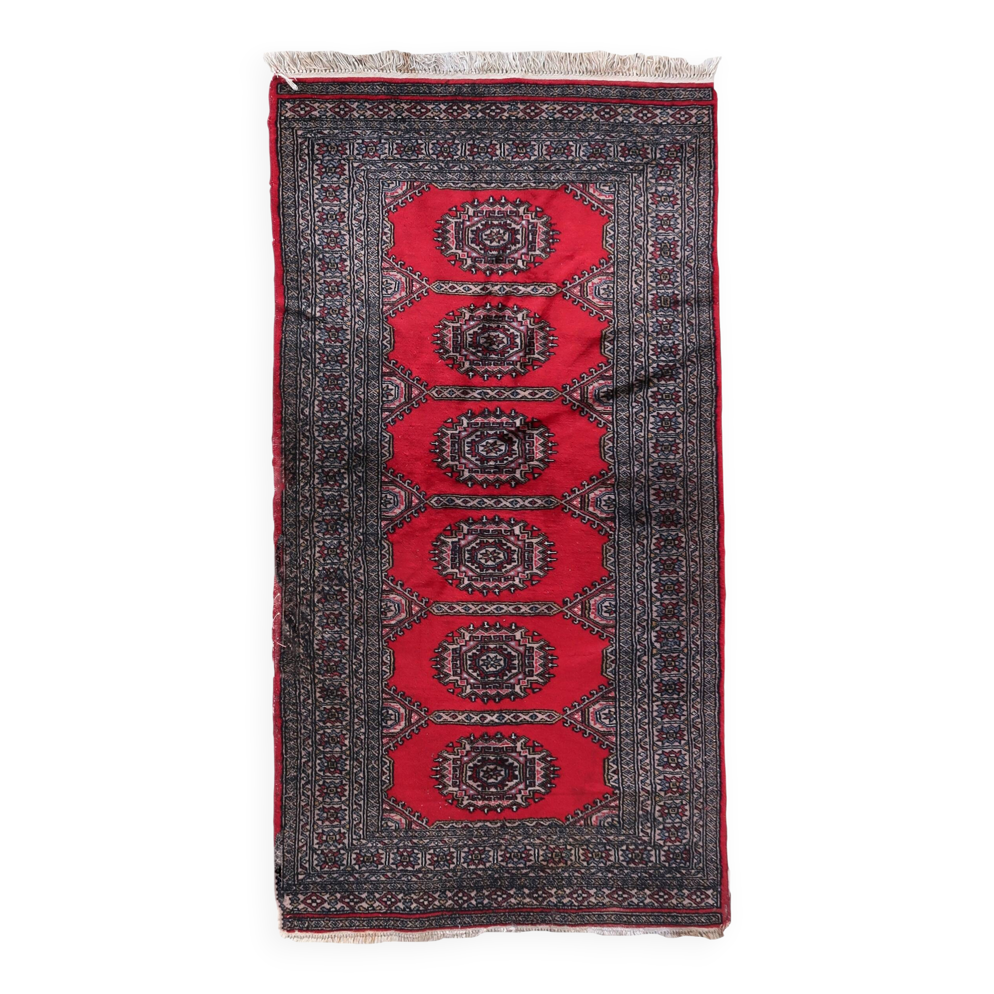 Tapis vintage ouzbek Boukhara fait main en laine – 92 x 186 cm – 1970s