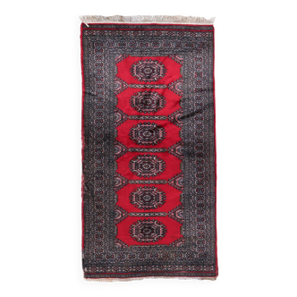 Tapis vintage ouzbek Boukhara fait main en laine – 92 x 186 cm – années 1970