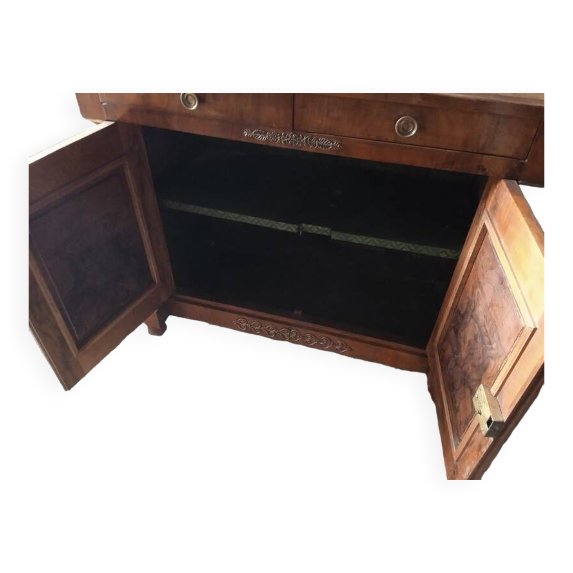 Buffet Empire period bronze marquetry walnut and fruit tree