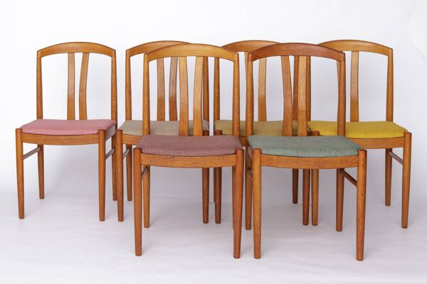 6 chaises Carl Ekström sur 12 – Chaise de salle à manger en teck, style suédois moderne du milieu du XXe siècle