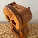 Vintage owl money box in solid pine