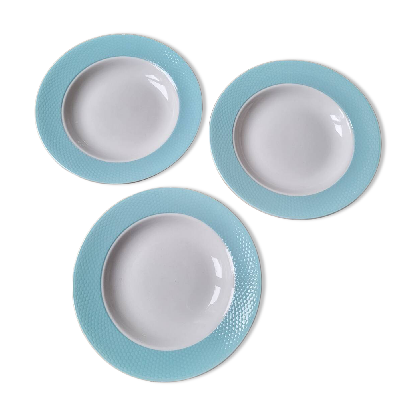 Set of 3 turquoise soup plates L'Amandinoise