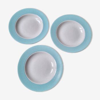 Set of 3 turquoise soup plates L'Amandinoise