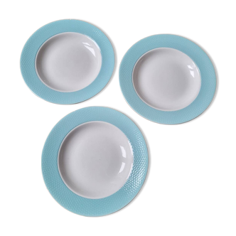 Lot de 3 assiettes creuses turquoise L'Amandinoise