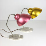 Mid-century Gold and Red Table Lamp, set of 2