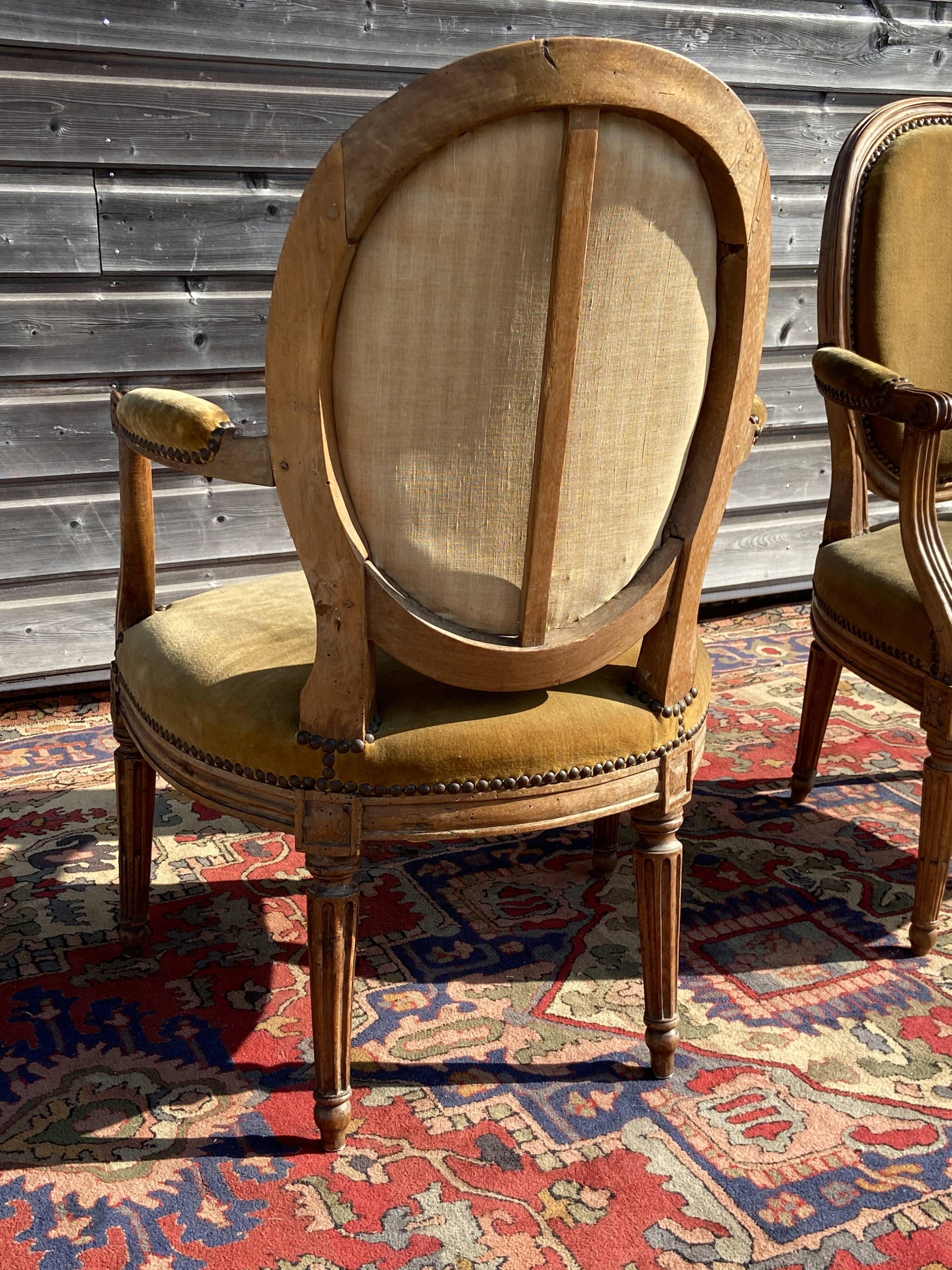 Pair of Louis XVI period medallion armchairs
