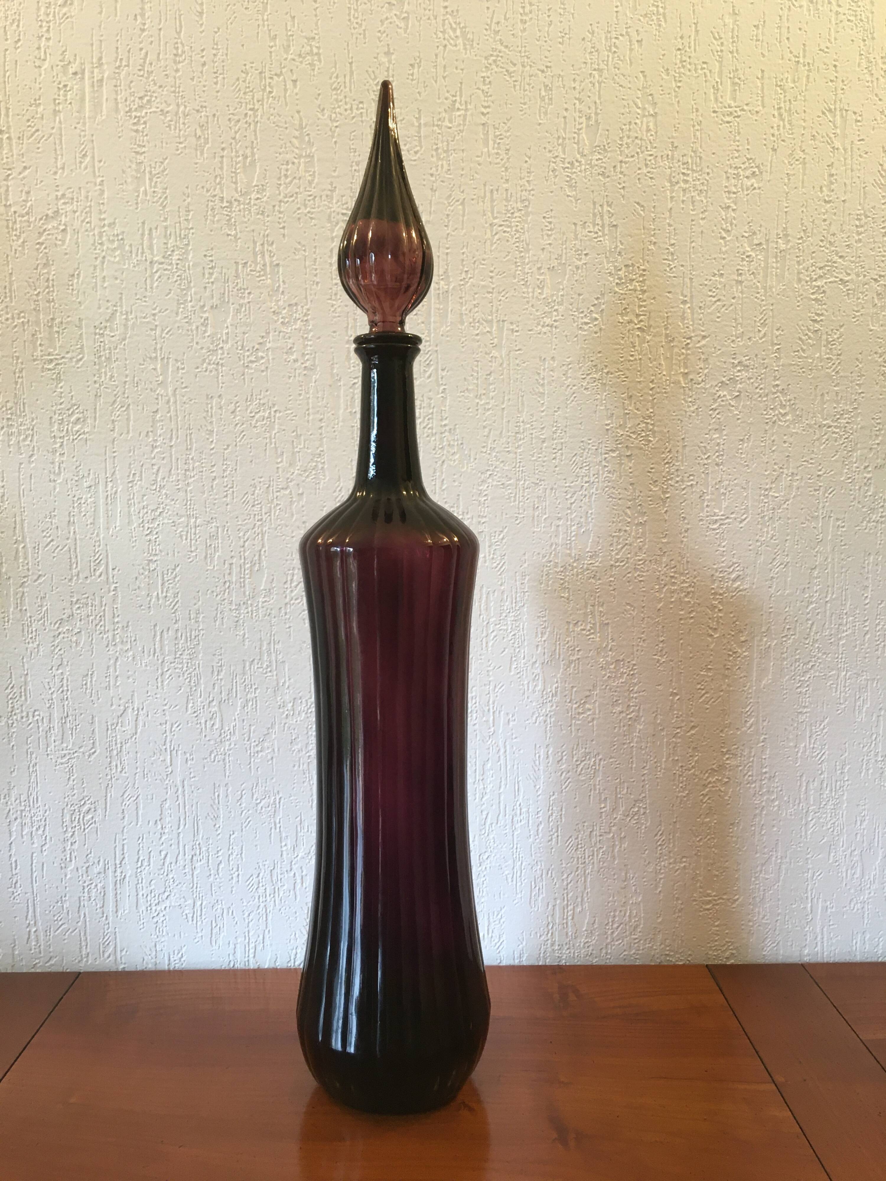 Italian blown glass carafe bottle