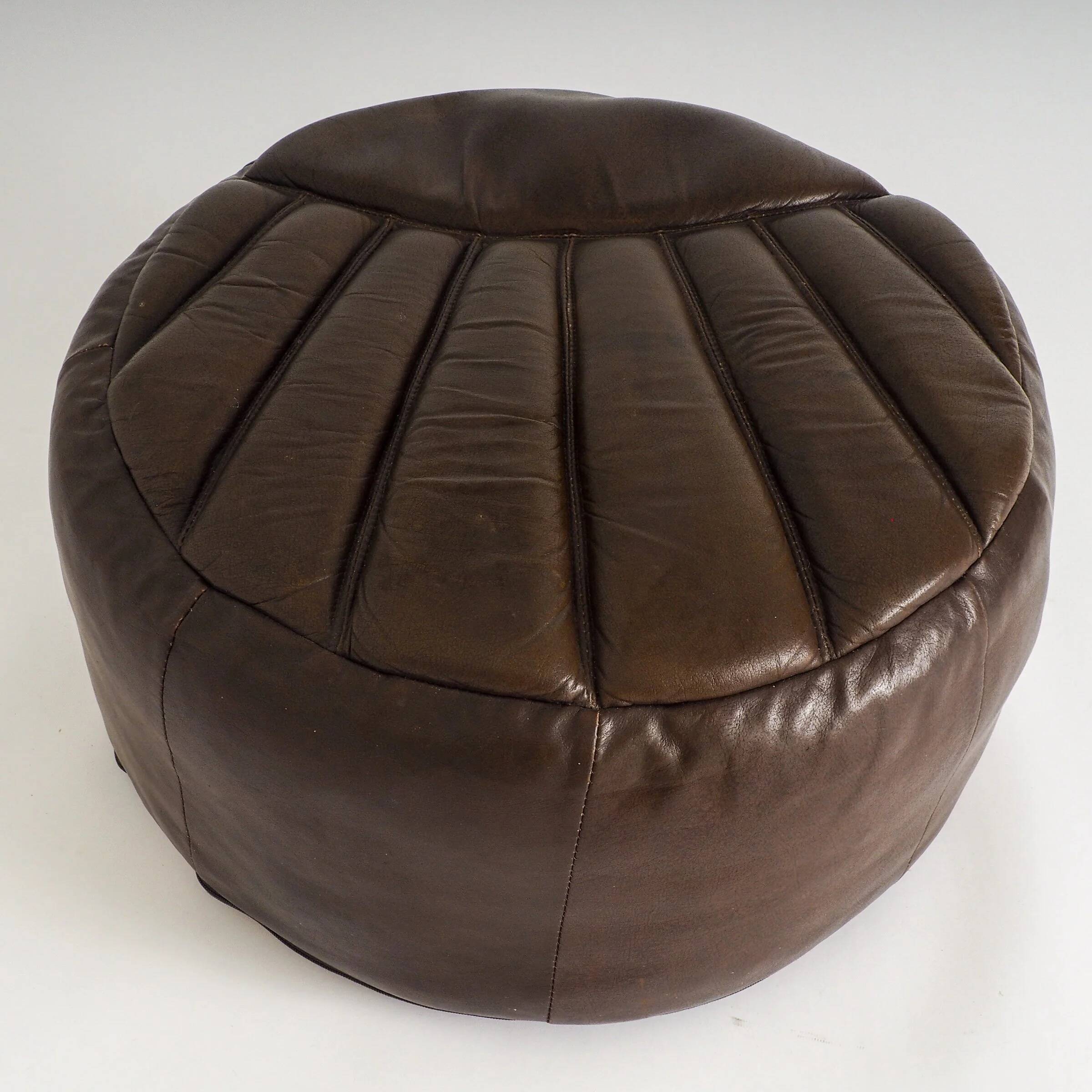 Vintage leather pouf