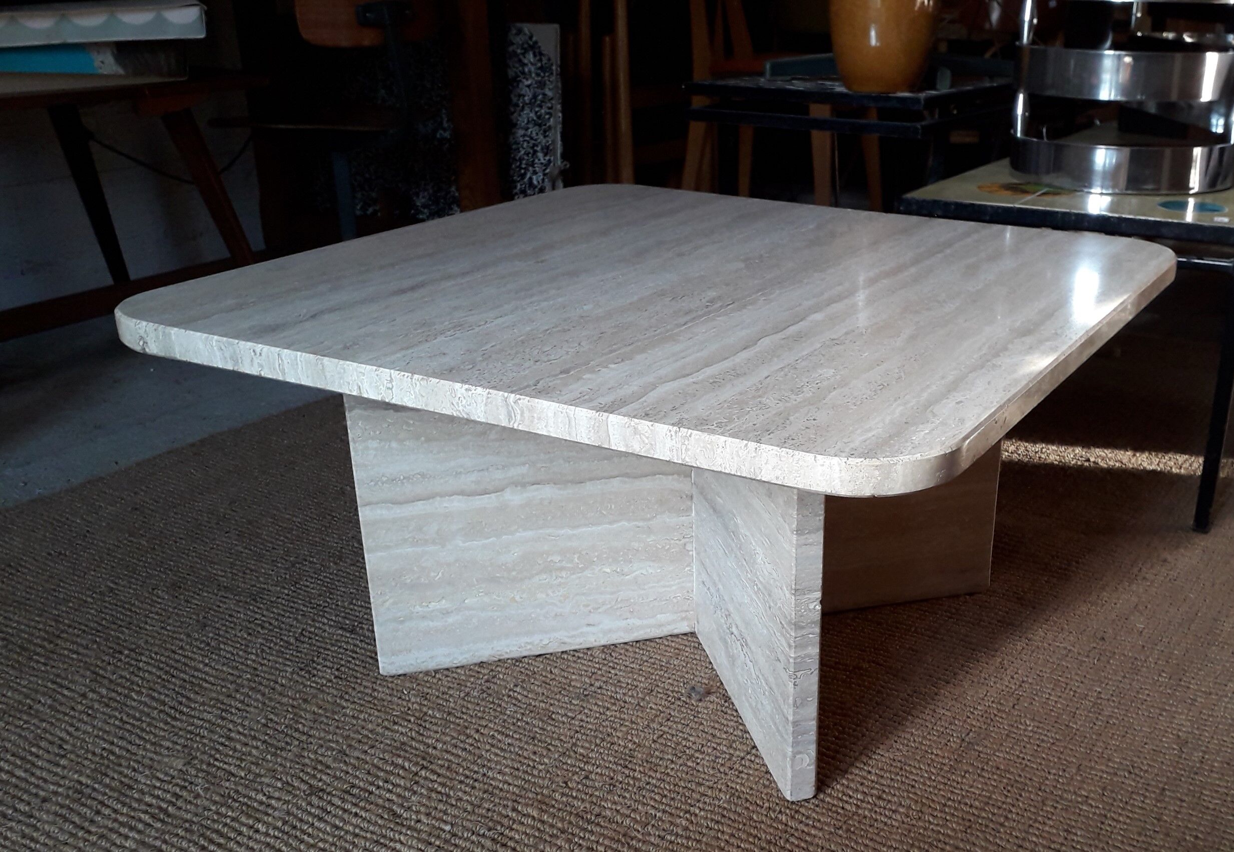 Travertine coffee table