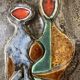 Cubist wall sculpture in glazed terracotta. Germany, 1950s.