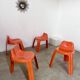 Table and 4 chairs in orange fiberglass design from the 70s Patrick Gingembre Paulus edition