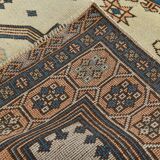 2x11 shades of cream blue oushak runner rug
