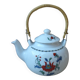 Small Paris porcelain teapot poppy decor Aluminite Frugier Limoges