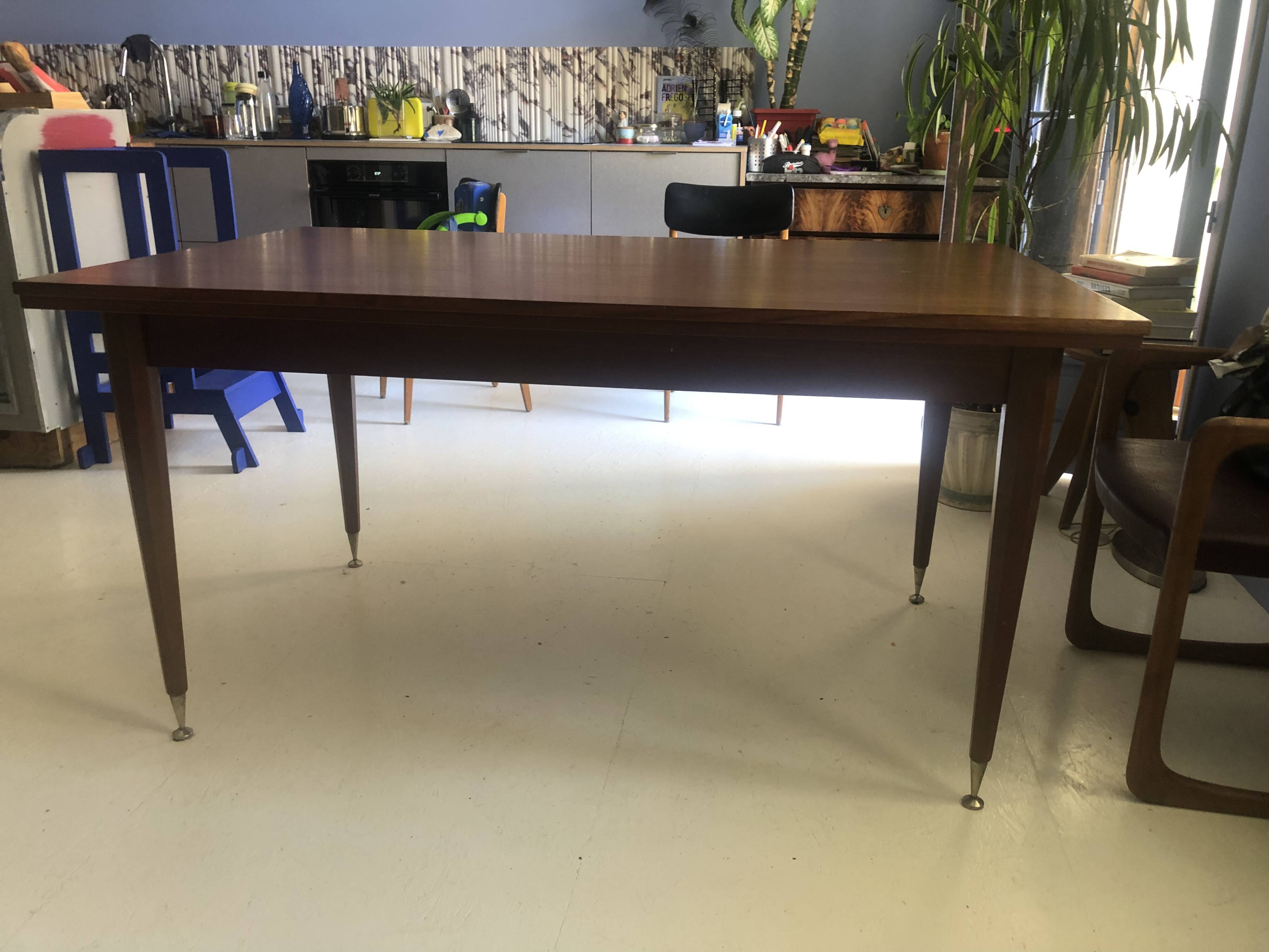 Mid-century Scandinavian dining table (with integrated extensions)