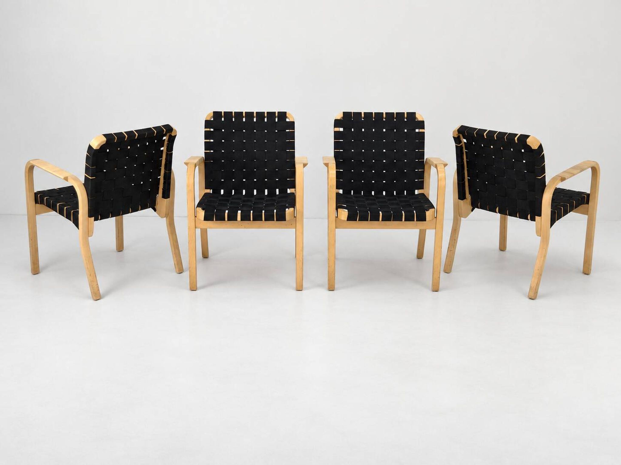 Model 45 Lounge Chairs by Alvar Aalto for Artek, 1970s, Set of 4