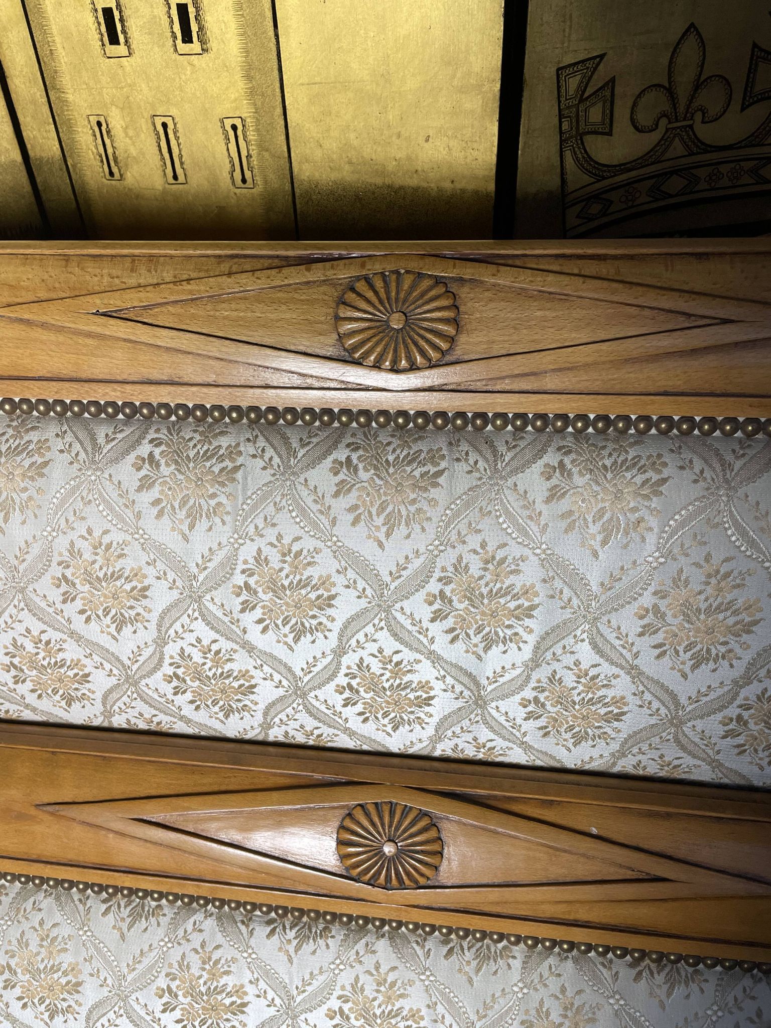 Directoire style upholstered bed