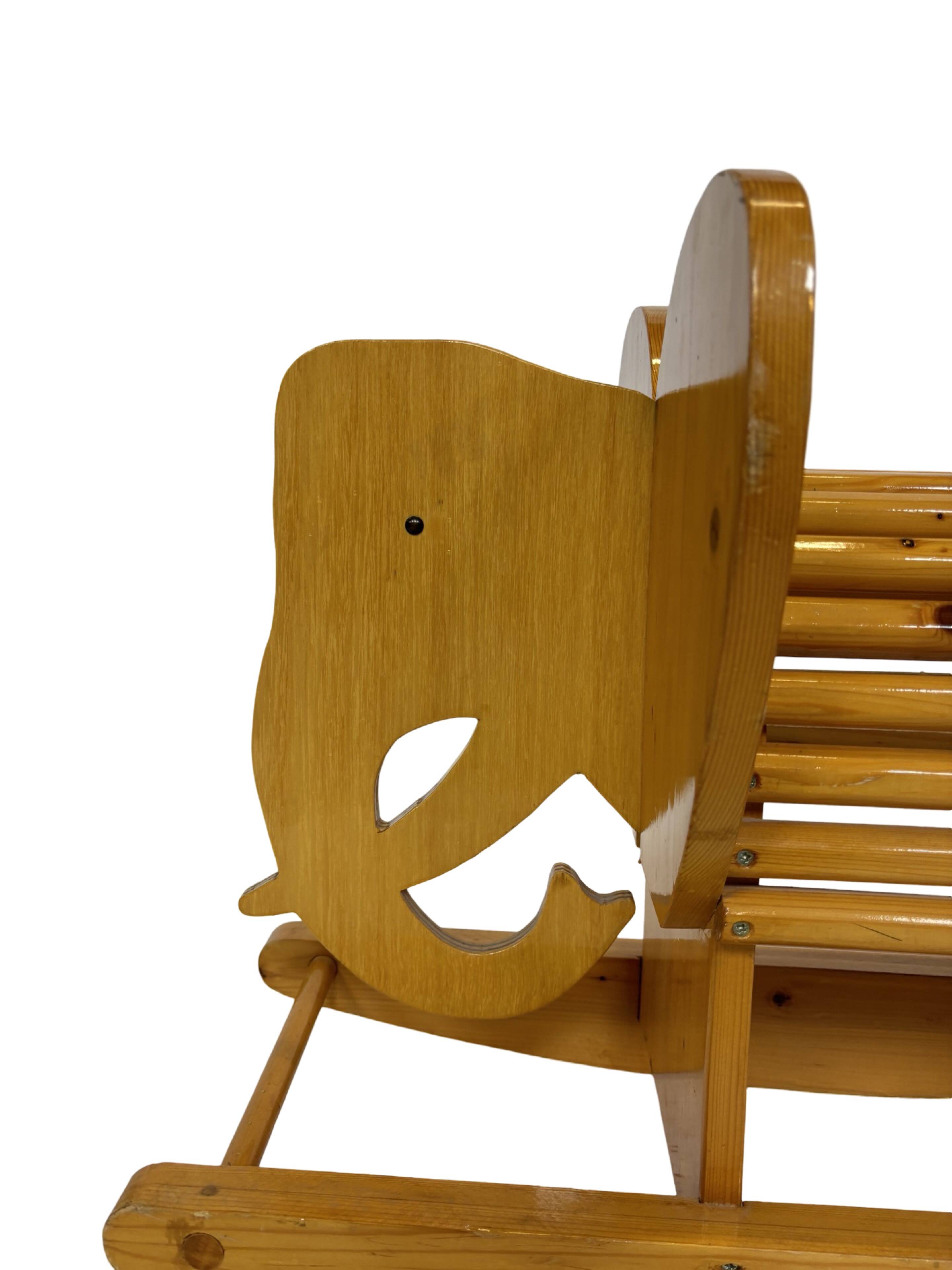 Vintage Swedish design Wooden Rocking Elephant 80's design