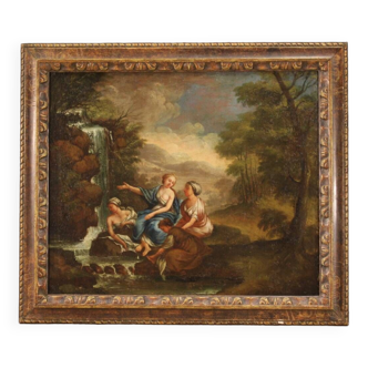 Italian painting from 18th century oil on canvas, the bath of Diana