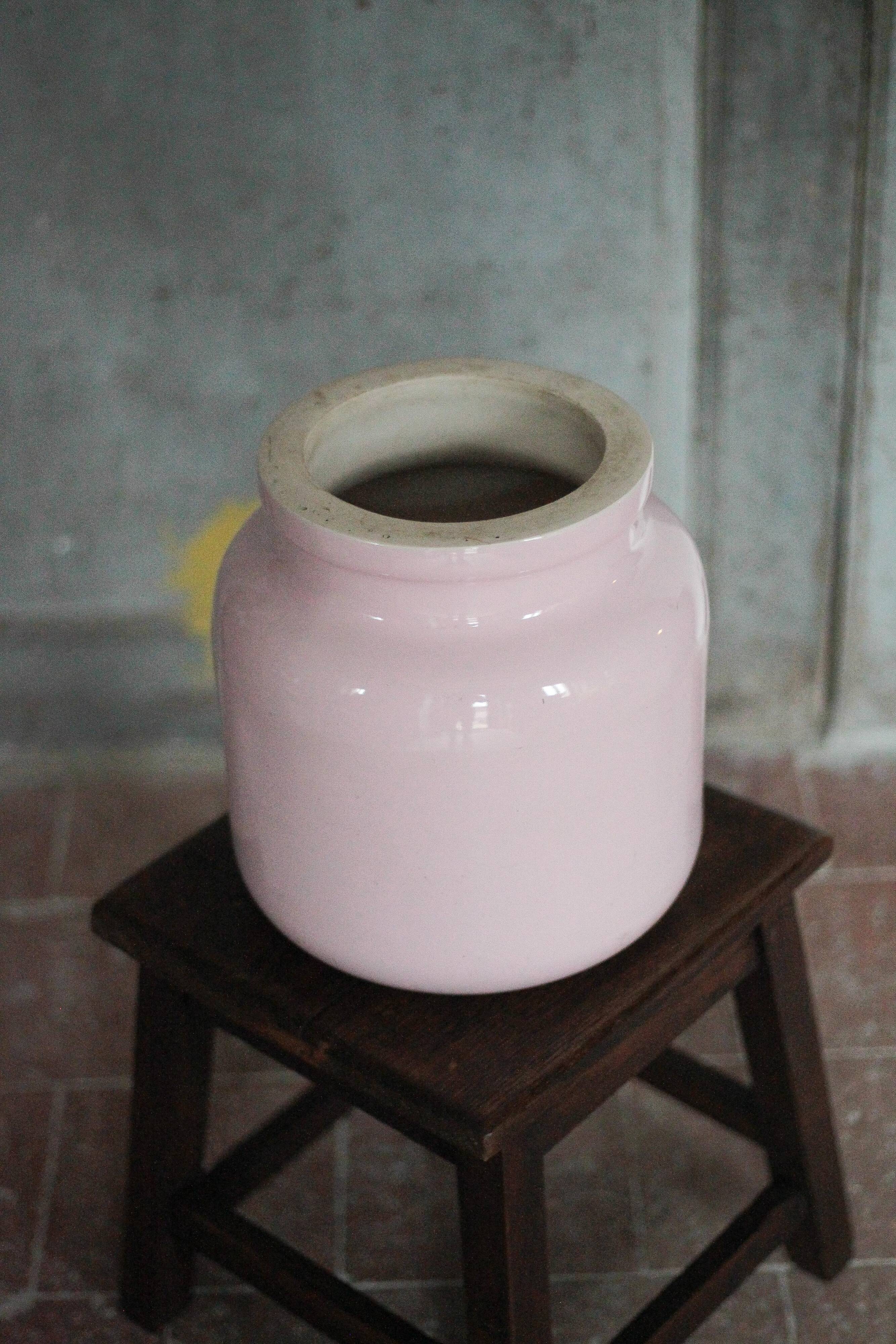 Pot porcelaine XL, jarre porcelaine rose,vase, rangement, déco