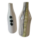 Duo de vases en céramique émaillée, décor pictural, signés MU
