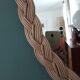 Large oval mirror vintage rattan 75x40cm