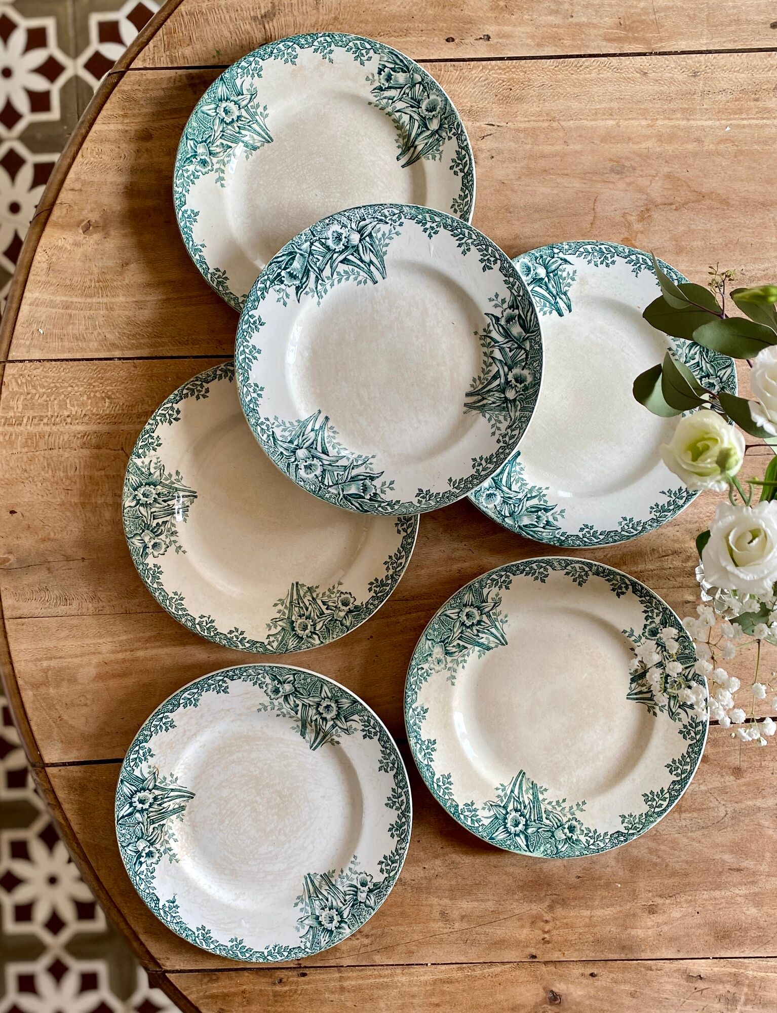 Set of 6 flat plates in iron earth model Narcisse de Saint Amand (LOT 4)