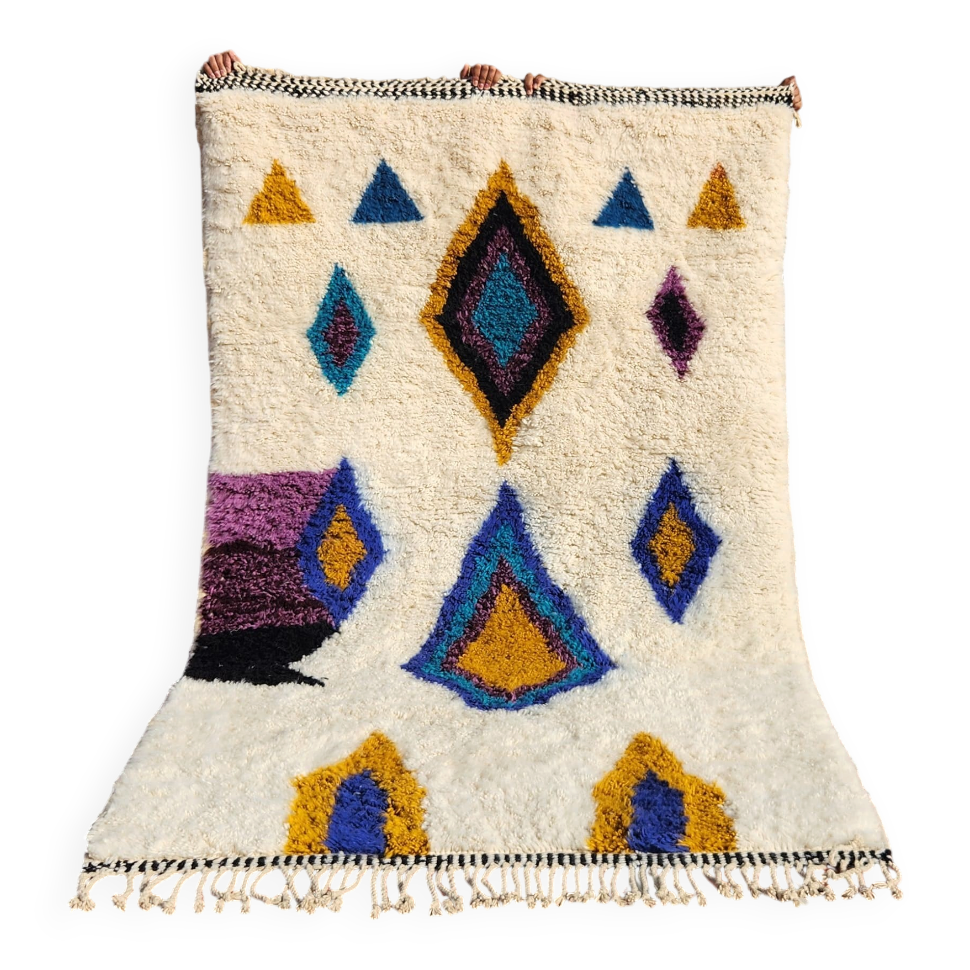 Beni Ouarain rug 250x150 cm in natural wool – Moroccan Berber rug