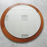 round teak mirror