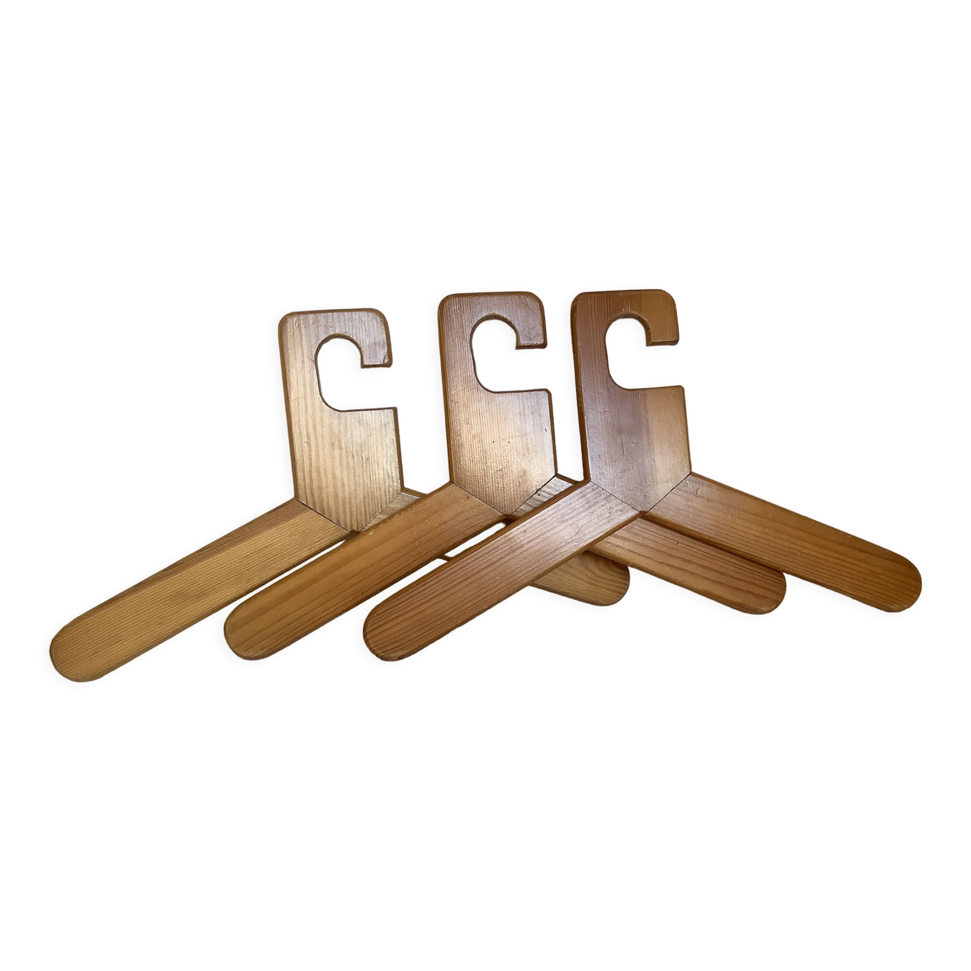 Trio of Scandinavian wooden hangers year 70