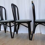 SET of 6 Vintage Black Wooden Dining Chairs by STOL Kamnik 1970s