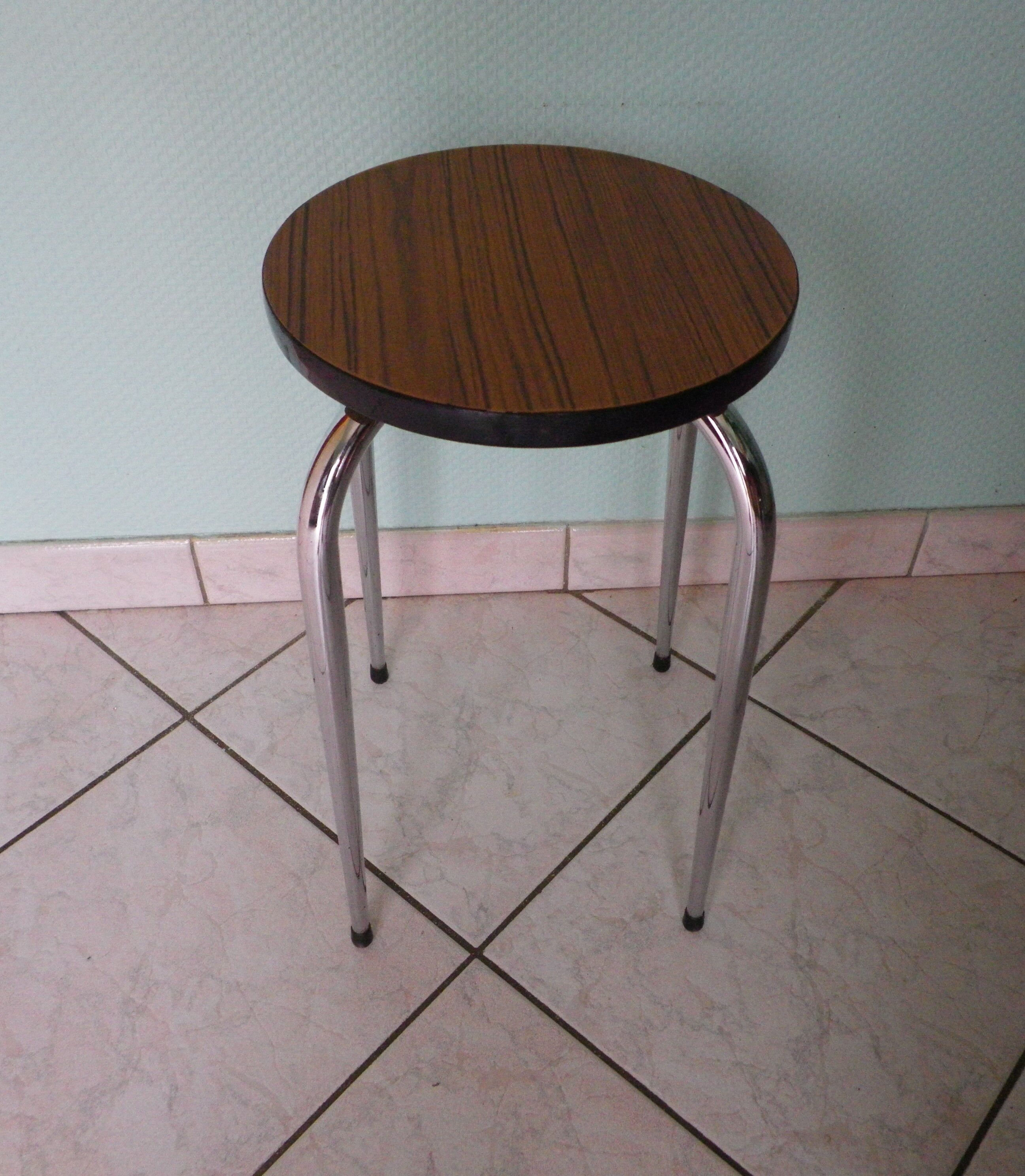 Vintage stool, formica and chrome feet, 60s