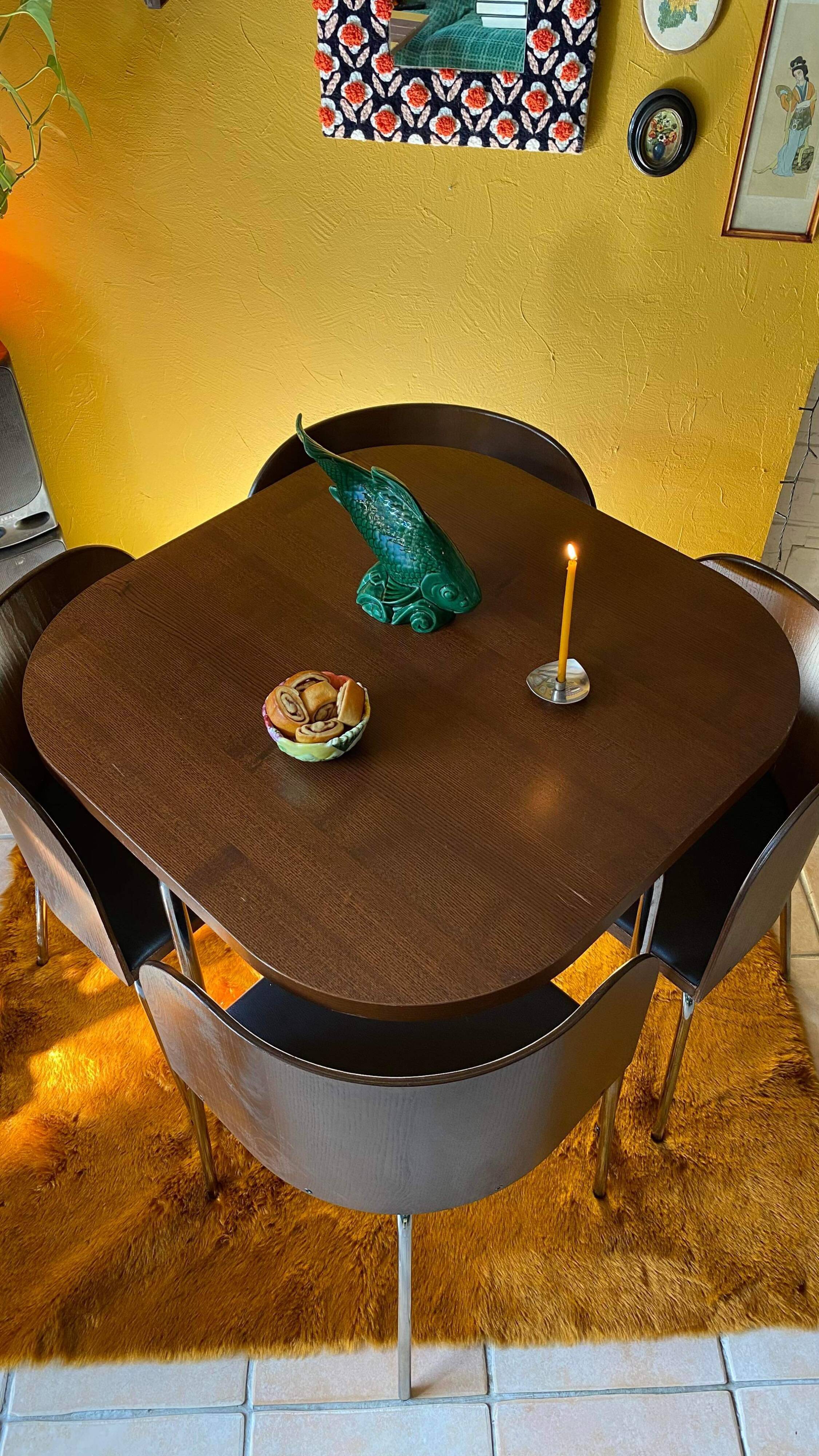 Fusion table and four chair set, vintage Ikea, 1990