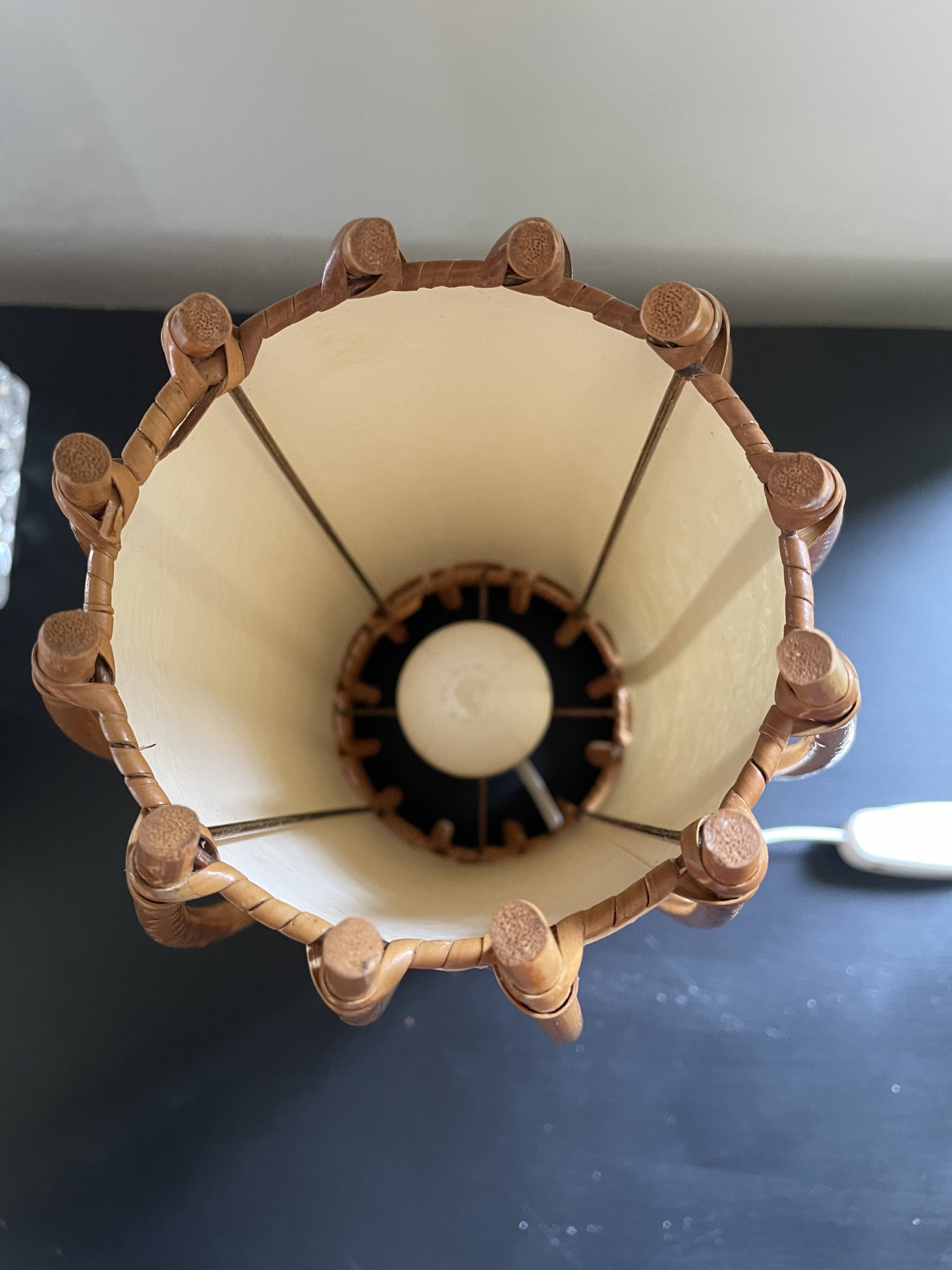 Rattan and bamboo lamp by Louis Sognot 1960